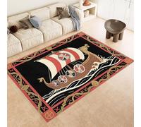 Tapis Pirate Navire 100x150 cm Imitation Cachemire Tapis Chambre Totem Viking 3D Imprimé Motif Haute Résistance Lavable en Machine Parfait pour Salons Chambres d'Hôtes de Luxe et Espaces de Réception