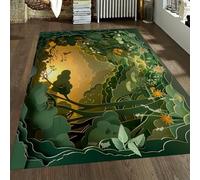 Tapis Plante Jungle Tapis Lavables 140x200cm pour Chambre Vert Forêt Doux Salon Saison Non Perte Salle à Manger pour Salle de Classe Vert