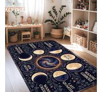 Tapis pleine lune, nouvelle lune astronomique céleste, premier quart céleste, bleu marine, tapis rectangulaire à poils courts en éponge douce et résistante aux taches pour salon, chambre à coucher