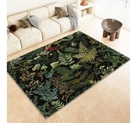 Tapis Poil Court Grand Lavable Super Doux et Antidérapant, Style William Morris Plantes Mousse Feuilles Tapis Salon Chambre Salle à Manger Bureau Oeko-TEX Résistant, Vert paillassons 140 x 200 cm