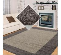 Tapis poil long Shaggy pour le salon tapis motifs avec un design en bordure Couleur: Taupe Taille: 100 x 200 cm