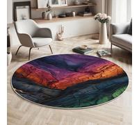 Tapis Poil Ras Rond Merveilles Naturelles Tapis Rond Texture De La Formation Rocheuse Doux et antidérapant - Lavable en Machine - pour Salon, Chambre à Coucher, Salle à Manger, 180cm, Violet
