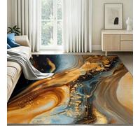 Tapis Poil Ras Salon Moderne Chic Doux Moquette Chambre 120 x 180 cm | Fluide Doré Tourbillon Lavable Tapis à poils ras pour Chambre d'enfant, salle à manger, salle de bains et bureau