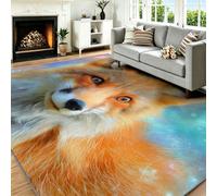 Tapis Poil Ras Salon Surréaliste Doux Moquette Chambre 120 x 170 cm | Ciel Étoilé Renard Ombre Lavable Tapis à poils ras pour Chambre d'enfant, salle à manger, salle de bains et bureau