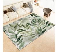 Tapis Poils Courts 160 x 230 cm Jungle Feuilles Vert Sauge Tapis de Salon Doux Antidérapant Lavable en Machine, Vert Moquette pour Les Chambre et Les Couloirs