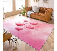 Tapis poils Courts Lavable Machine Moderne Thème de cœur d'amour romantique Doux non Pelucheux Antidérapant Décoration Maison Tapis 80x150 cm Rose Pour salon, Chambre, couloir Paillasso entrée