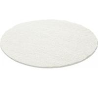 Tapis poils longs shaggy Ø200cm rond tissé crème motif uni UNI L