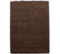 Tapis poils longs shaggy Ø200cm rond tissé marron motif uni UNI L