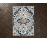 Tapis poils ras RUMI motif oriental bleu 100x153 BOBOCHIC 100x153 Bleu