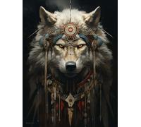 Tapis Point Noué À Faire Kit De Crochets À Loquet En Forme D'Animal Loup, Kits De Fabrication De Tapis À Faire Soi-Même Pour Débutants Et Adultes, Décoration De La Maison, Ensemble De Tapi 31x63in