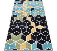 Tapis POLI 9139A cube 3D noir / bleu noir 80x150 cm