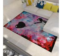 Tapis Pop Art Abstrait pour Enfants Adolescents Salle De Jeux Décor Graffiti Art Tapis Belle Fille Et Rouge Amour Coeur Ballon Imprimés Tapis 90x150cm