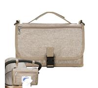 Tapis portable : station à langer imperméable avec poche de lingettes et tapis amovible | Coussin de changement de bébé convivial pour les voyages avec rangement pour tissu, Kaki, Consulte la