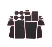 Tapis Porte Antidérapant pour Porte Intérieure Voiture Accessoires Voiture Tapis Tasse 16 Pièces/lot pour N&issan pour Qashqai 2023-2024 Tapis De Tableau De Bord (Color : Rouge)