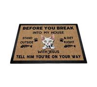 Tapis Porte Avant De Vous Introduire chez Moi, Chat Devon Rex Blanc Résistant Tapis De Porte Antidérapant Paillasson Interieur pour Chambre Salle De Bain Bureau 60X40Cm