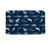 Tapis Porte Requin Bleu Marine, Animal De L'Océan, Requin, Gueule Ouverte, Danger, Humour, Poisson Absorbant Paillasson Douces Paillasson D'Entree pour Couloir Chambre Cuisine 60X40Cm