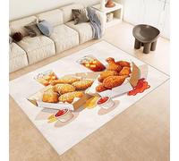 Tapis Poulet Frit 60x120 cm Texture Douce Cachemire Anti Dérapant Tapis Nourriture 3D Imprimé Motif Nettoyage Facile à l'Aspirateur ou en Machine Convient pour Salle de Bain Cuisine Entrée Carpet