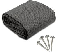 Tapis pour auvent de camping - 240 g/m² - PEHD - Avec œillets en acier inoxydable et 4 piquets en T - Perméable à l'eau et respirant - Tapis de sol pour auvent (3 x 6 m)