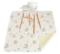 Tapis pour Chaise Haute Bébé 110 X 110 cm - Protection Sol Enfant Antidérapant Imperméable - Manger Jouer Extérieur Intérieur (Arc-en-Ciel)