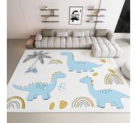 Tapis pour Chambre 160x230 cm, Tapis Antidérapant Scandinavie Dinosaures De Dessin Animé, Poils Courts Doux Lavable en Machine Blanc Moquette Décoration pour Salon Cuisine Entrée Salle à Manger