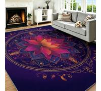 Tapis pour Chambre 60 x 90 cm, Tapis Antidérapant Garçons et filles | Oriental Mystérieux rug avec Mandala Lotus Cercle, Doux Lavable Tapis Décoration pour Salon