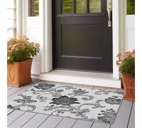 Tapis pour Chambre 60x150 cmNoir Poils Courts Doux Lavable en Machine Tapis Décoration pour Salon, Cuisine, Entrée, Salle à Manger Style européen rétro à volutes