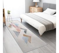 Tapis pour Chambre 60x180 cmRose Poils Courts Doux Lavable en Machine Praticiens de l'art Tapis Décoration pour Salon, Cuisine, Entrée, Salle à Manger Géométrie Abstraite Morandi