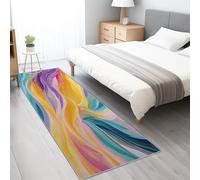Tapis pour Chambre 60x210 cmCouleur Poils Courts Doux Lavable en Machine Praticiens de l'art Tapis Décoration pour Salon, Cuisine, Entrée, Salle à Manger Peinture à l'huile Abstraite de Vagues