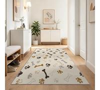 Tapis pour Chambre 60x240 cmMarron Poils Courts Doux Lavable en Machine Animaux Mignons Cartoon Tapis Décoration pour Salon, Cuisine, Entrée, Salle à Manger Empreinte Patte Os Animal