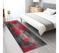 Tapis pour Chambre 60x240 cmRouge Poils Courts Doux Lavable en Machine Praticiens de l'art Tapis Décoration pour Salon, Cuisine, Entrée, Salle à Manger Texture de Peinture à l'huile Abstraite