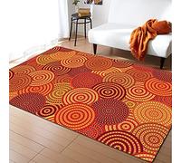 Tapis pour chambre à coucher ou salon lavable doux à poils courts qui ne perd pas ses poils - Motif géométrique oriental - Orange et rouge - 120 x 180 cm
