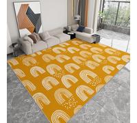 Tapis pour Chambre d'enfant 120 x 170 cm, Tapis Bohème Rétro Moderne Arche Doux à Poils Lavables Antidérapant Jaune Moutarde pour Salon Salle à Manger Chambre à Coucher - Décoration Intérieure