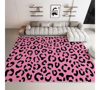 Tapis pour Chambre d'enfant 120 x 170 cm, Tapis Simple Animaux Imprimé Léopard Doux à Poils Lavables Antidérapant Rose pour Salon Salle à Manger Chambre à Coucher - Décoration Intérieure