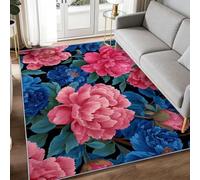 Tapis pour Chambre d'enfant 160 x 230 cm, Tapis Traditionnel Réaliste Floral Feuille Doux à Poils Lavables Antidérapant Bleu Poudré pour Salon Salle à Manger Chambre à Coucher - Décoration Intérieure