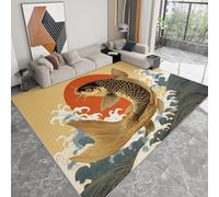 Tapis pour Chambre d'enfant 60 x 90 cm, Tapis Style Japonais Traditionnel Animaux Marins Soleil Doux à Poils Lavables Antidérapant Jaune pour Salon Salle à Manger Chambre à Coucher