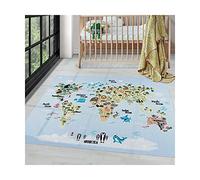 Tapis pour chambre d'enfant - Carte du monde - Blanc - 100 x 150 cm