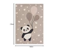Tapis pour chambre d'enfant - Tapis pour chambre d'enfant - Tapis pour fille - Ours, panda, pois, cœur, ballon - Couleur crème - Dimensions : 120 x 170 cm