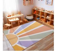 Tapis pour chambre d'enfants multicolore, pour filles et garçons, tapis enfant doux et moelleux, lavable, tapis de jeu, tapis de couloir, tapis antidérapant avec motif de soleil, 120 x 170 cm