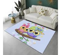 Tapis pour Chambre Enfant Animaux Dessin Animé Arc-en-ciel Licorne Panda Hibou Rose Violet, pour Salon, Chambre à Coucher, Salle de Jeux, Lavable, Antidérapant, Tapis de Bain, 140x200 cm, Color 3