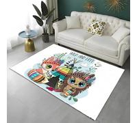 Tapis pour Chambre Enfant Animaux Dessin Animé Arc-en-ciel Licorne Panda Hibou Rose Violet, pour Salon, Chambre à Coucher, Salle de Jeux, Lavable, Antidérapant, Tapis de Bain, 100x200 cm, Color 1