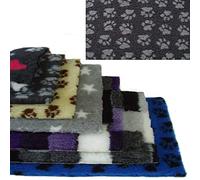 Tapis pour chien/chat anti-dérapant en caoutchouc PnH Veterinary Bedding®, rectangulaire, 100 x 76 cm, 8 couleurs et modèles différents Motif empreintes de pattes grises Gris anthracite