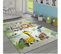 Tapis pour enfant - Beige crème - 160 x 230 cm - Motif Jungle Animaux - Polypropylène - Intérieur - PACO HOME
