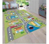 Tapis Pour Enfant Chambre D'Enfant, Tapis De Jeu Motif Rues Et Voitures, Vert [80x150 cm]