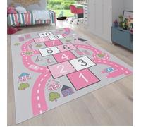 Tapis Pour Enfant Chambre D'Enfant, Tapis De Jeu Motif Rues, Marelle, Rose [120x160 cm]