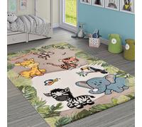 Paco Home Tapis pour Enfant Jungle Animaux Beige Crème, Dimension:140x200 cm