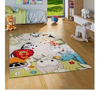 Tapis pour enfant - PERGAMON - Faro - Motif animaux safari colorés - 80x150 cm - Synthétique
