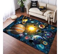 Tapis pour Enfants 3D Blue Earth Galaxy Planet Flanelle Tapis de Salon Tapis Ciel étoilé pour Homme Garçon Cuisine Couloir Tapis de Sol Anti-dérapant Tapis de Yoga (160 x 200 cm, Multi 3)