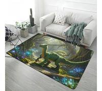 Tapis pour Enfants 3D Dinosaures Tyrannosaures Forêt, Tapis de Sol Décoratif pour Chambre Adolescent, Anti-Slip Gaming Rug for Game Room, Bedside Runner Carpet, 160x200 cm, Color 1