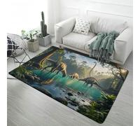Tapis pour Enfants 3D Dinosaures Tyrannosaures Forêt, Tapis de Sol Décoratif pour Chambre Adolescent, Anti-Slip Gaming Rug for Game Room, Bedside Runner Carpet, 80x160 cm, Color 6