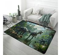 Tapis pour Enfants 3D Dinosaures Tyrannosaures Forêt, Tapis de Sol Décoratif pour Chambre Adolescent, Anti-Slip Gaming Rug for Game Room, Bedside Runner Carpet, 160x200 cm, Color 5